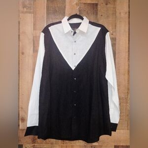 French Crown Jade Black With White Collar And Sleeves Premium Shirt Size 44 XL